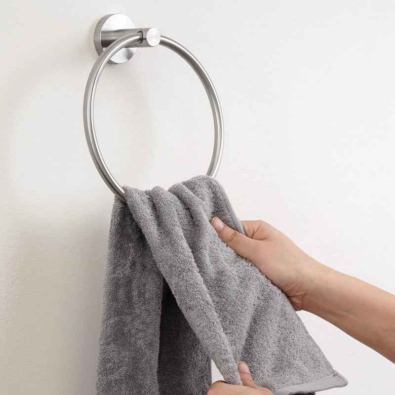 KES Towel Ring for Bathroom, Hand Towel Holder Round Towel Hanger Wall Mount SUS304 Stainless Steel Brushed Finish, A2180DG-2 - Image 2